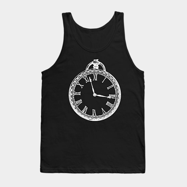 White Vintage Pocket Watch Tank Top by Vintage Boutique